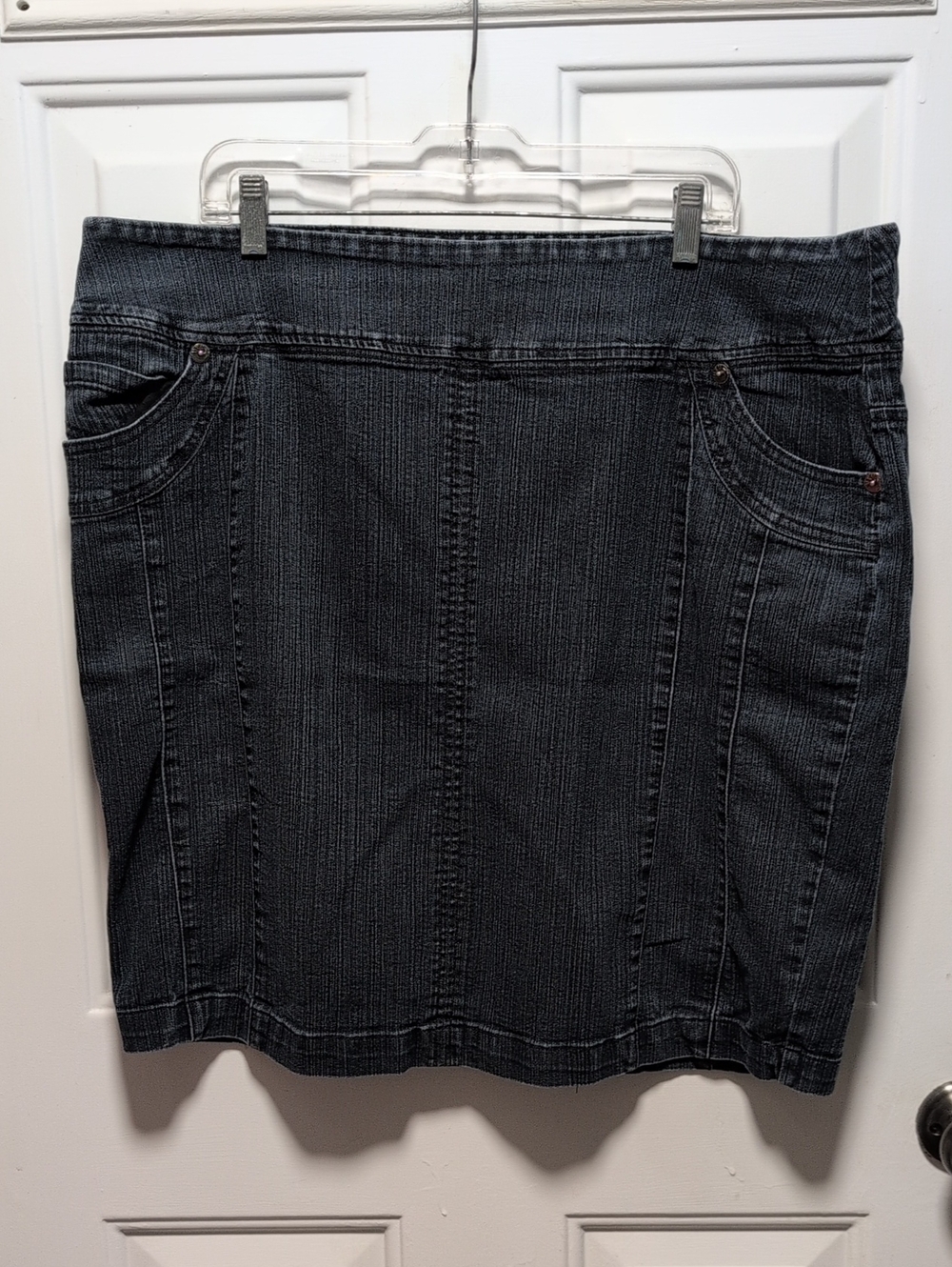 MXM Blue Denim Pencil Skirt with Panel Stitching
